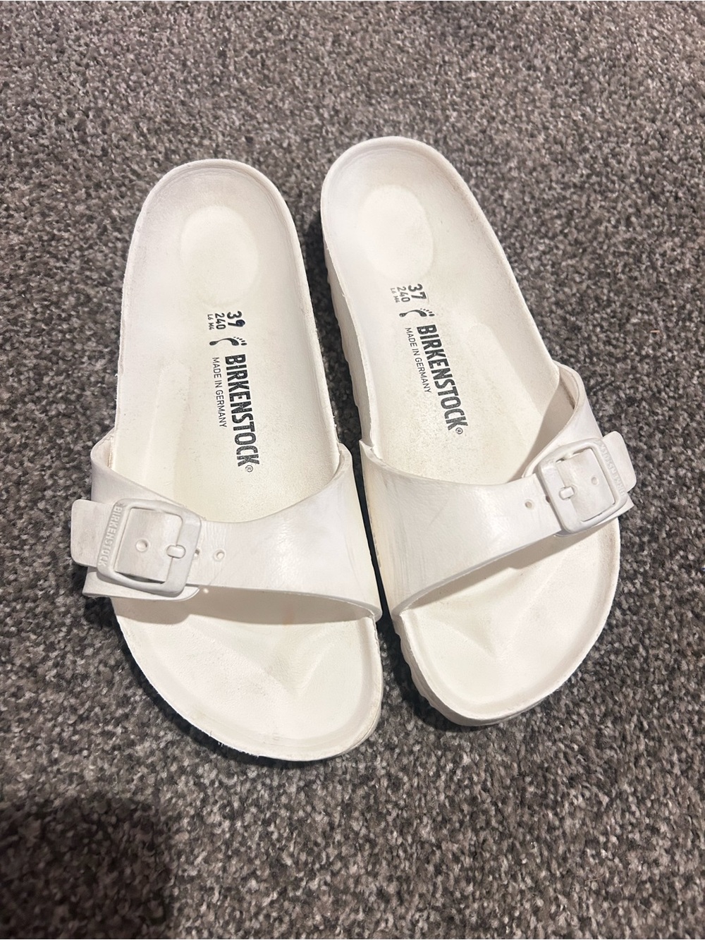 Birkenstock White Single-Strap Madrid Slide Sandals